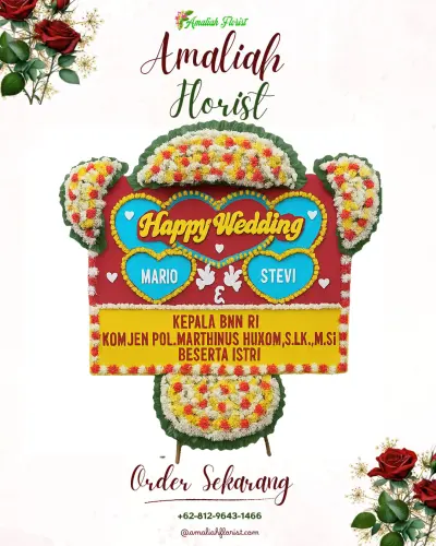 Karangan Papan Bunga Pernikahan di Ngawu
